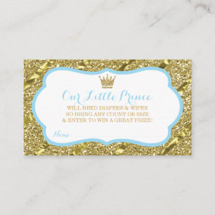 Little Prince Diaper Raffle Biljett, Faux Glitter Tilläggskort
