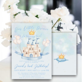 Little Prince Fairytale Guld Krona 2:a födelsedage Inbjudningar