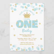 Little Prince First Birthday Blue Guld