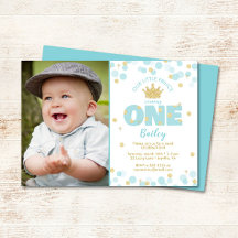 Little Prince First Birthday Blue Guld Photo