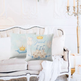 Little Prince guld krona Watercolor castle blue Kudde