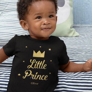 Little Prince i Guld Glitter med Namn T Shirt