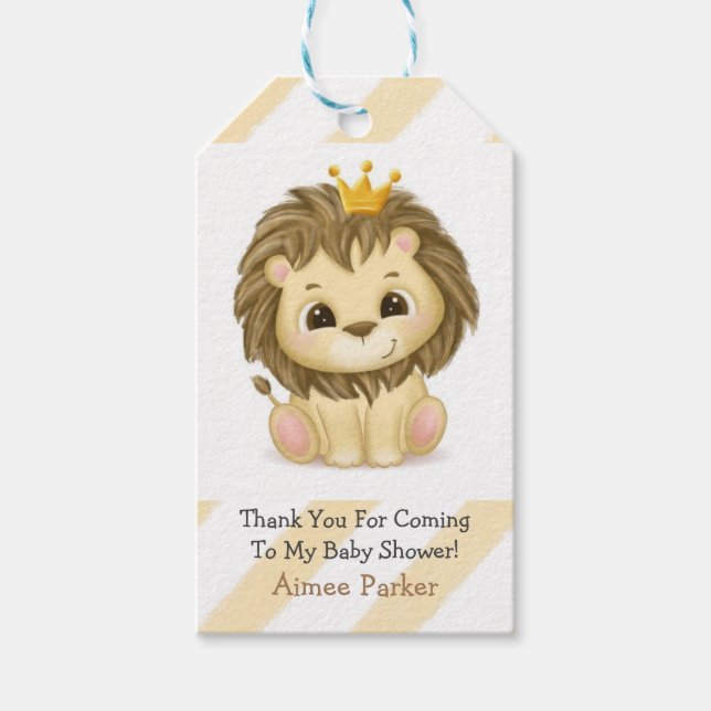 Little Prince Lejonare Boy Baby Shower Tack Presentetikett (Framsidan)