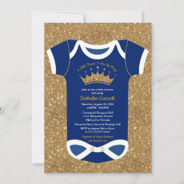 Little Prince Navy Blue & Royal Guld Baby Shower Inbjudningar
