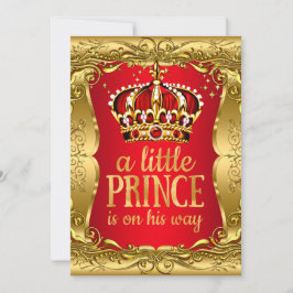 Little Prince på hans väg Baby Shower Guld Red Inbjudningar