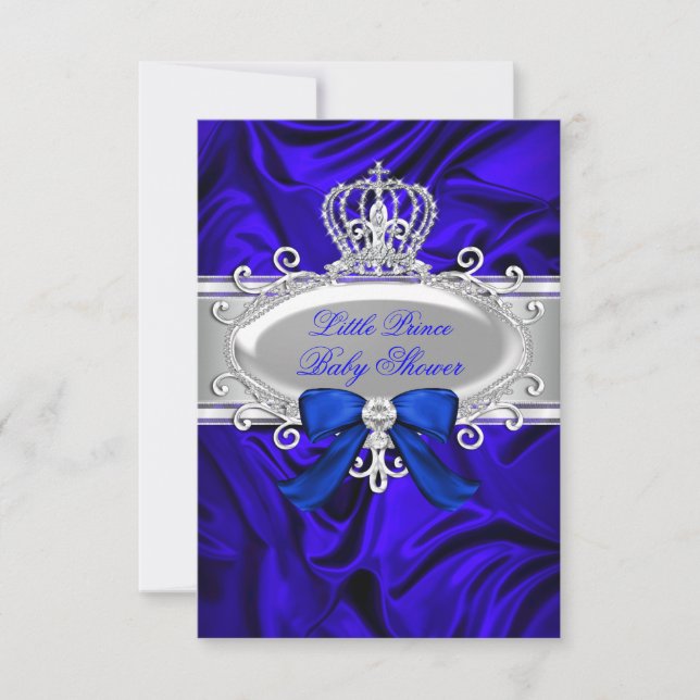 Little Prince Royal Blue Baby Shower Inbjudan (Framsida)
