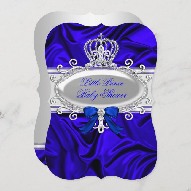 Little Prince Royal Blue Boy Baby Shower 2 Inbjudningar (Fram/baksida)