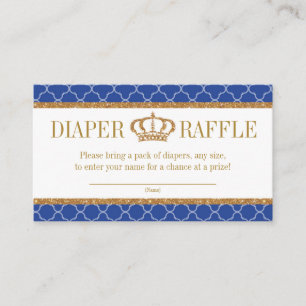 Little Prince Royal Blue & Guld Diaper Raffle Tilläggskort