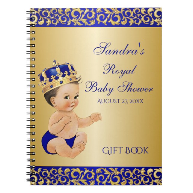 Little Prince Royal Blue Guld Gift Guest Anteckningsbok (Framsidan)