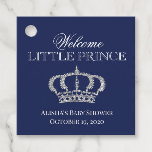 Little Prince Royal Blue och Silver Baby Shower Gåvor Etiketter