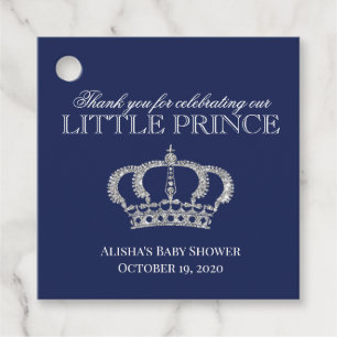 Little Prince Royal Blue Silver Shower Tack Gåvor Etiketter