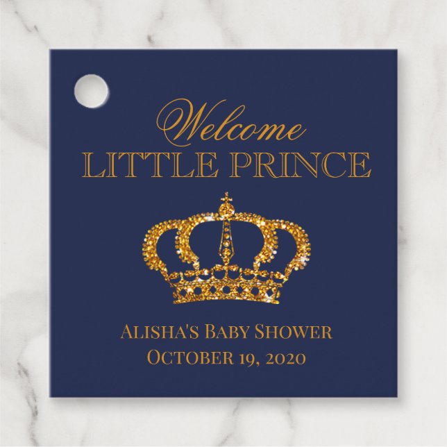 Little Prince Royal Krona Navy Blue Gåvor Etiketter (Framsida)