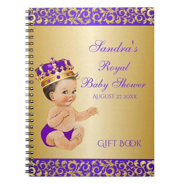 Little Prince Royal Lila Guld Gift Guest Anteckningsbok (Framsidan)