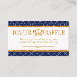 Little Prince Royal Navy Blue & Guld Diaper Raffle Tilläggskort