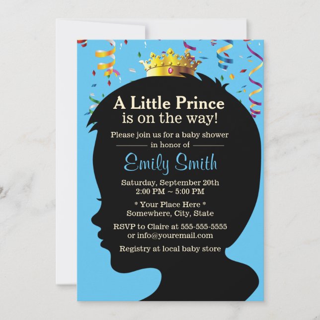 Little Prince Silhouette Confetti Boy Shower Inbjudningar (Framsida)