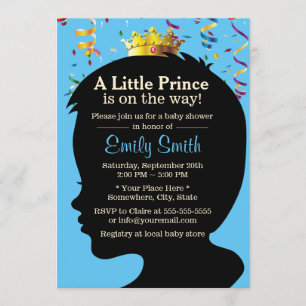 Little Prince Silhouette Confetti Boy Shower Inbjudningar