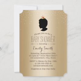 Little Prince Silhouette Guld Metallic Baby Shower Inbjudningar