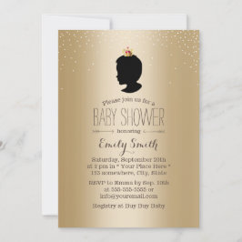 Little Prince Silhouette Guld Metallic Baby Shower Inbjudningar