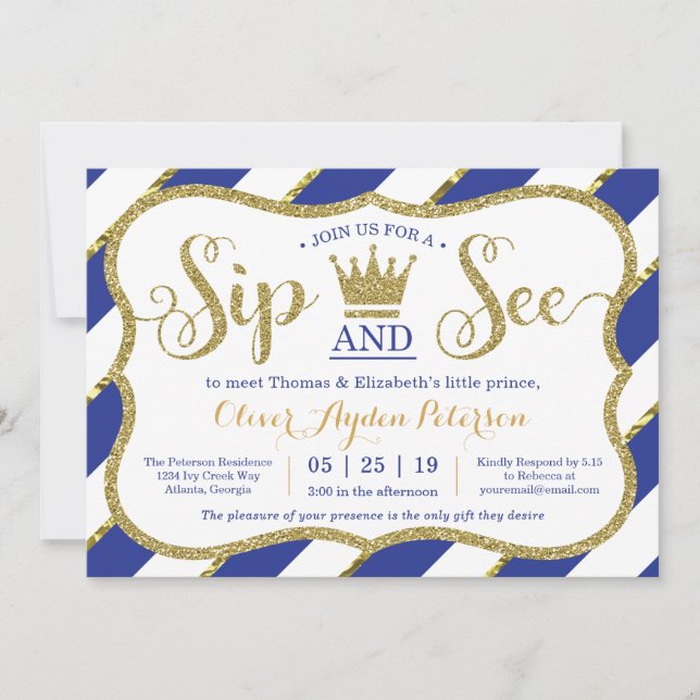 Little Prince Sip och See Baby Shower-inbjudan Inbjudningar (Framsida)
