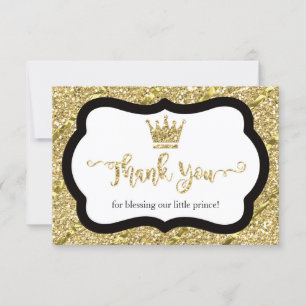 Little Prince, tack, ditt kort, Black, Faux Glitte Tack Kort