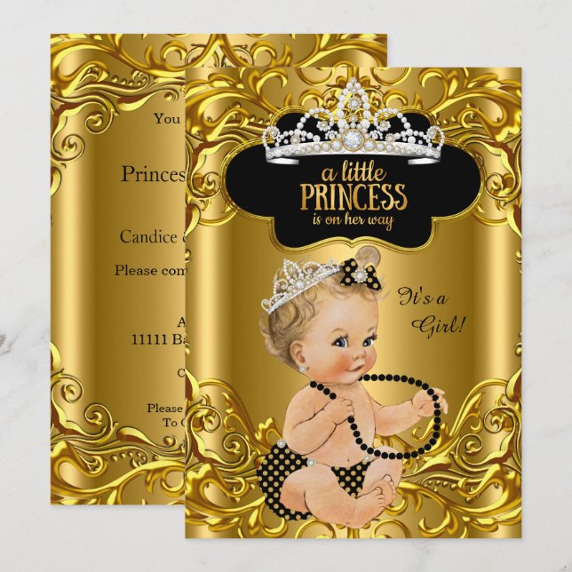 Little Princess är på väg till Baby Shower Blonde Inbjudningar (Fram/baksida)