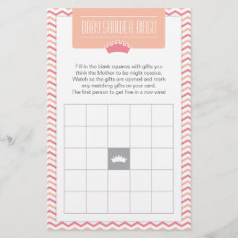 Little Princess Baby Shower Bingo Game Card Brevpapper