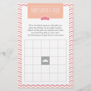 Little Princess Baby Shower Bingo Game Card Brevpapper