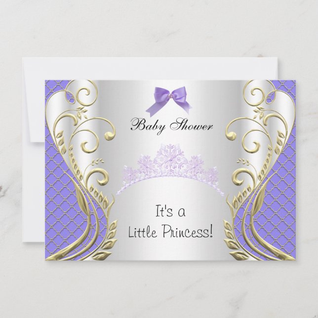 Little Princess Baby Shower Girl Lavender Lila 2 Inbjudningar (Framsida)