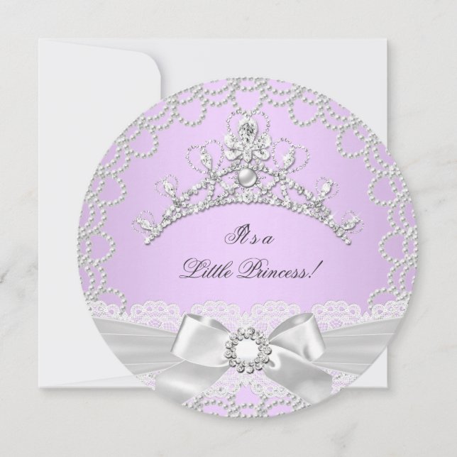 Little Princess Baby Shower Girl Lilac Pearl Inbjudningar (Framsida)