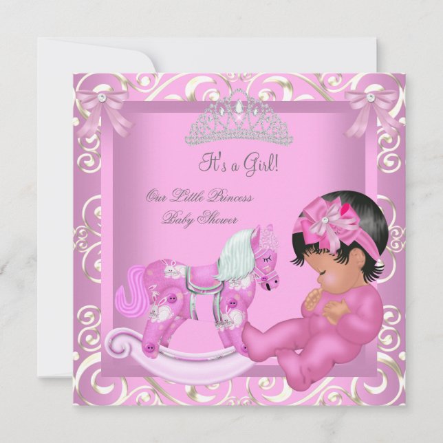 Little Princess Baby Shower Girl Rocking Horse Inbjudningar (Framsida)