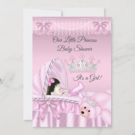 Little Princess Baby Shower Girl rosa Bassinet Inbjudningar