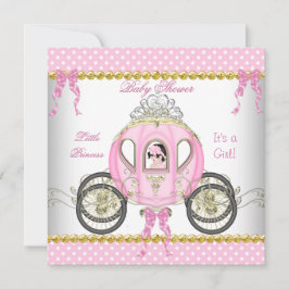 Little Princess Baby Shower Girl Rosa Carriage Inbjudningar