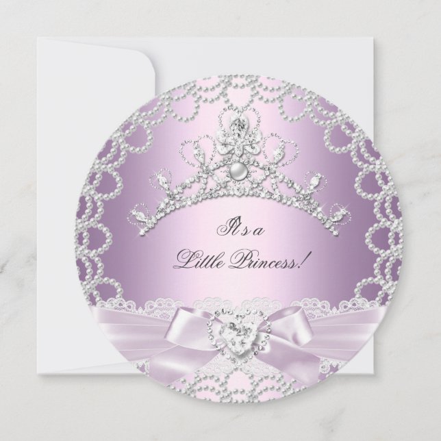 Little Princess Baby Shower Girl Rosa Lilac Pearl Inbjudningar (Framsida)