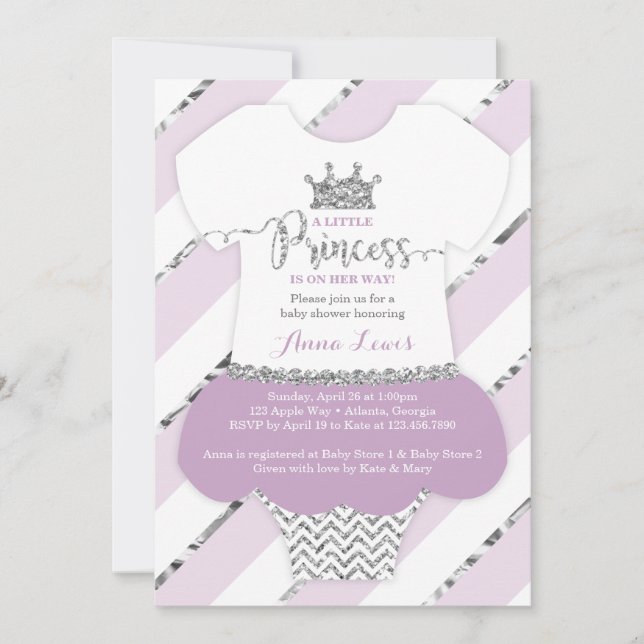 Little Princess Baby Shower Inbjudan, Faux Glitter Inbjudningar (Framsida)