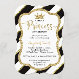 Little Princess Baby Shower Inbjudan, Faux Glitter Inbjudningar