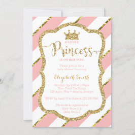 Little Princess Baby Shower Inbjudan, Faux Glitter Inbjudningar