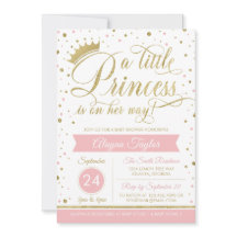 Little Princess Baby Shower Inbjudan, Faux Glitter