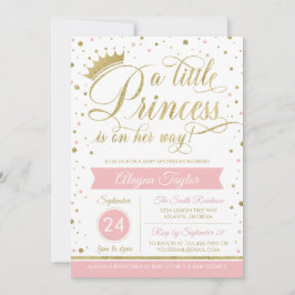 Little Princess Baby Shower Inbjudan, Faux Glitter Inbjudningar