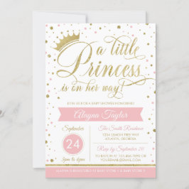 Little Princess Baby Shower Inbjudan, Faux Glitter Inbjudningar