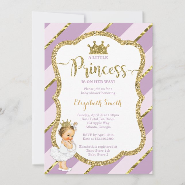 Little Princess Baby Shower Inbjudan, Faux Glitter Inbjudningar (Framsida)