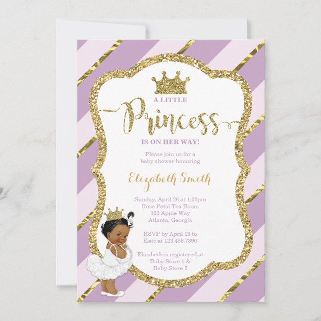 Little Princess Baby Shower Inbjudan, Faux Glitter Inbjudningar (Framsida)