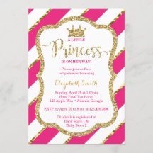 Little Princess Baby Shower Inbjudan, Faux Glitter