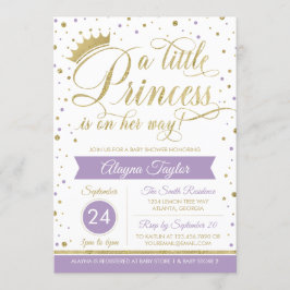Little Princess Baby Shower Inbjudan, Faux Glitter Inbjudningar