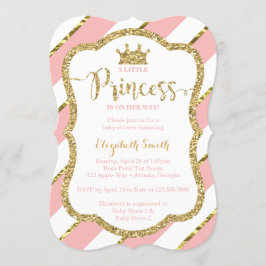 Little Princess Baby Shower Inbjudan, Faux Glitter Inbjudningar