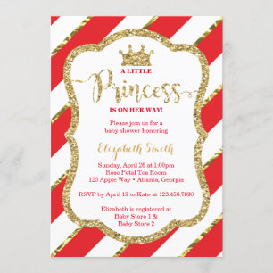 Little Princess Baby Shower Inbjudan, Faux Glitter Inbjudningar