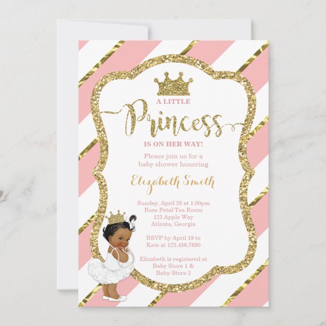 Little Princess Baby Shower Inbjudan, Faux Glitter Inbjudningar (Framsida)