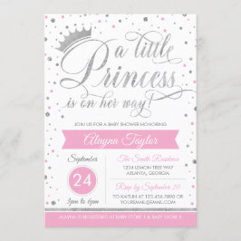 Little Princess Baby Shower Inbjudan, Faux Glitter Inbjudningar