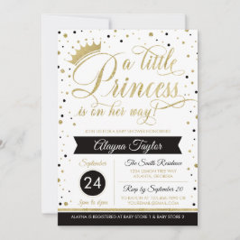 Little Princess Baby Shower Inbjudan, Faux Glitter Inbjudningar