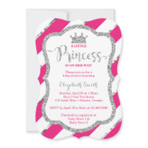 Little Princess Baby Shower Inbjudan, Faux Glitter