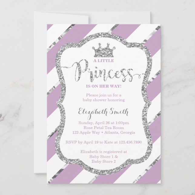 Little Princess Baby Shower Inbjudan, Faux Glitter Inbjudningar (Framsida)